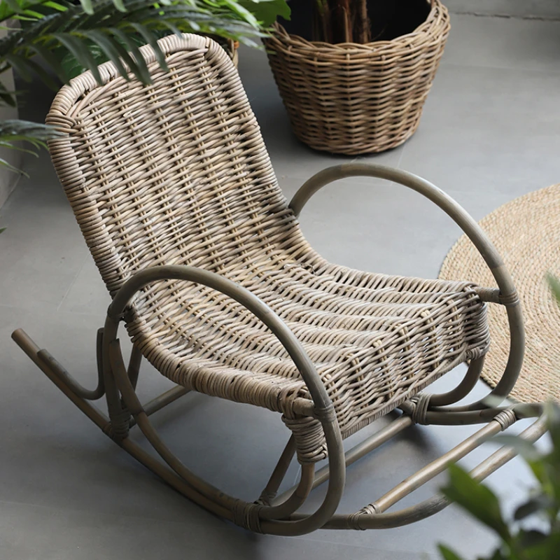 

Household rattan chairs, balconies, children's rocking chairs, natural rattan woven single person lounge chairs, small unit