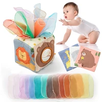Baby Montessori Rattle Toy Cotton Animal Tissue Box Kid Finger Exercise Cloth Busy Box Toy Baby Educational Activity Sensory Toy 1