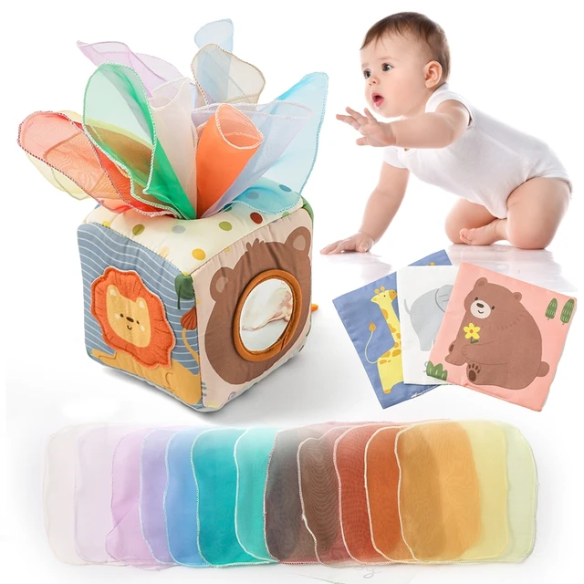 Baby Montessori Rattle Toy Cotton Animal Tissue Box Kid Finger Exercise Cloth Busy Box Toy Baby Educational Activity Sensory Toy 1