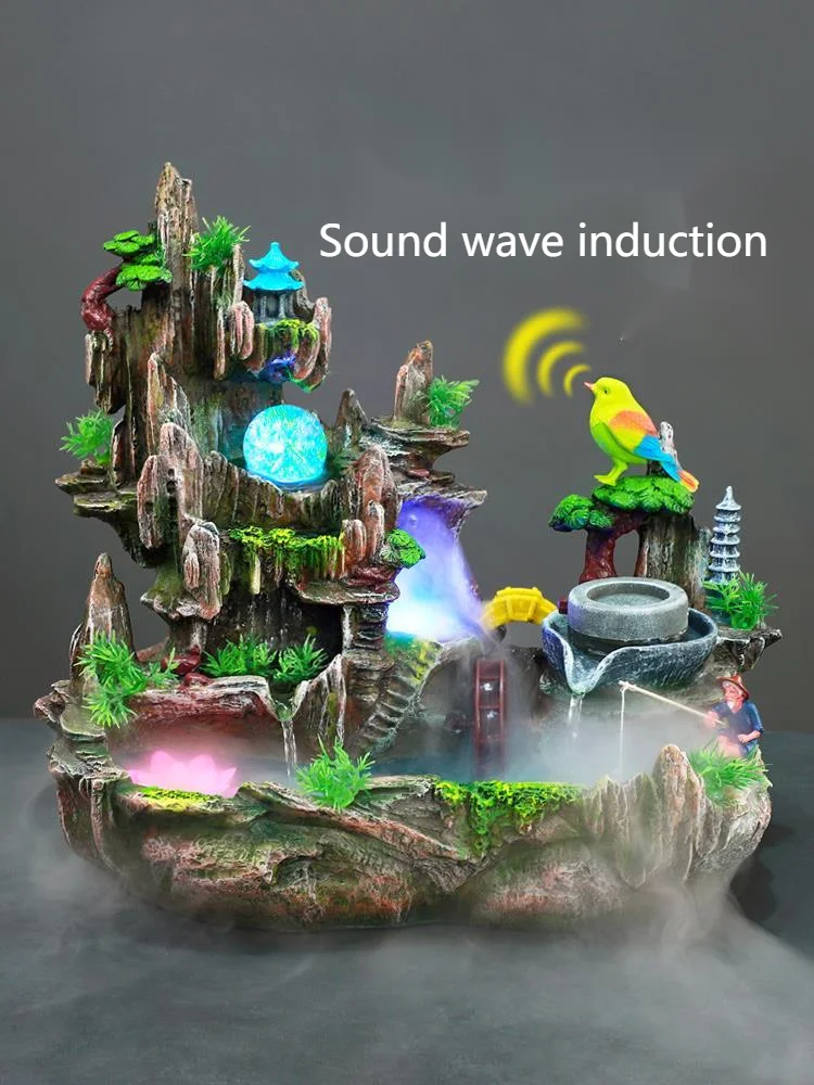 

High mountain humidification, mountains, waters, rockery, flowing water, fountain, feng shui, rotation, wealth, decoration,