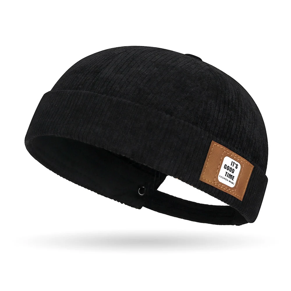 Vintage-Style Unisex Brimless Beanie Hat - Solid Color, Lightweight & Portable