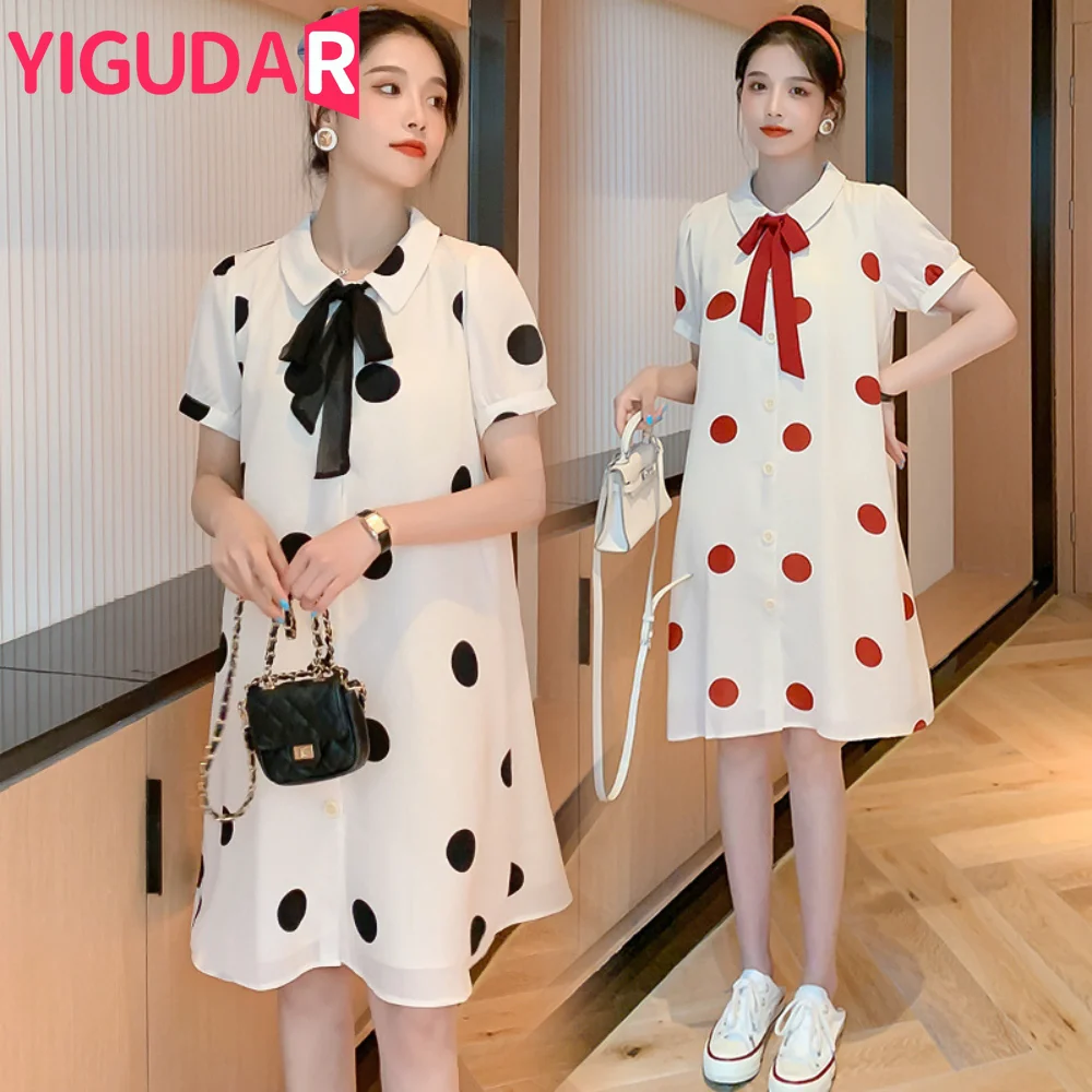 

2024 Summer Fashion Maternity Dress short Sleeve Polka Dot Elegant Pregnant Woman clothing Dress Sweet vestidos de fotografia