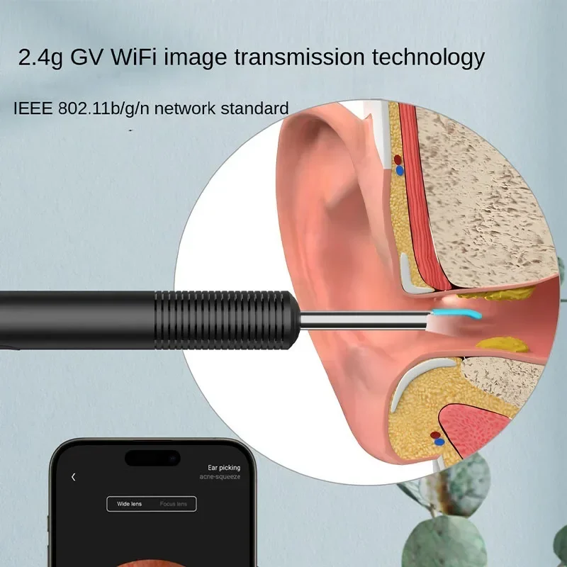 Ear Wax Removal Wireless WiFi Rechargeable Ear Cleaner 1000W HD Camera Ear Cleaning Kit with Light Ear Endoscope for iOS Android