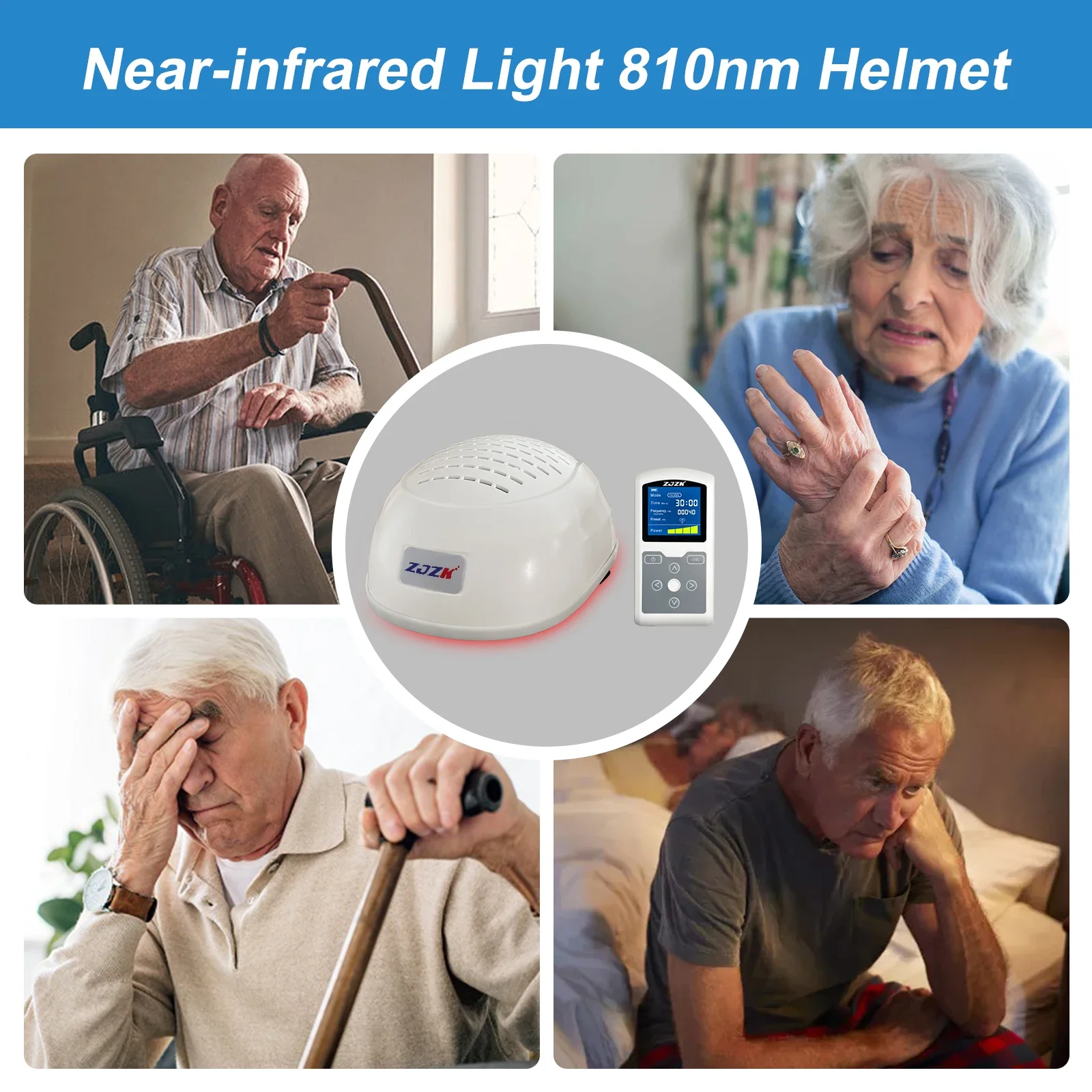 Brain Stimulator Device Near Infrared LED Light Therapy 810nm 1070nm Photobiomodulation Helmet for Neutologic Patient