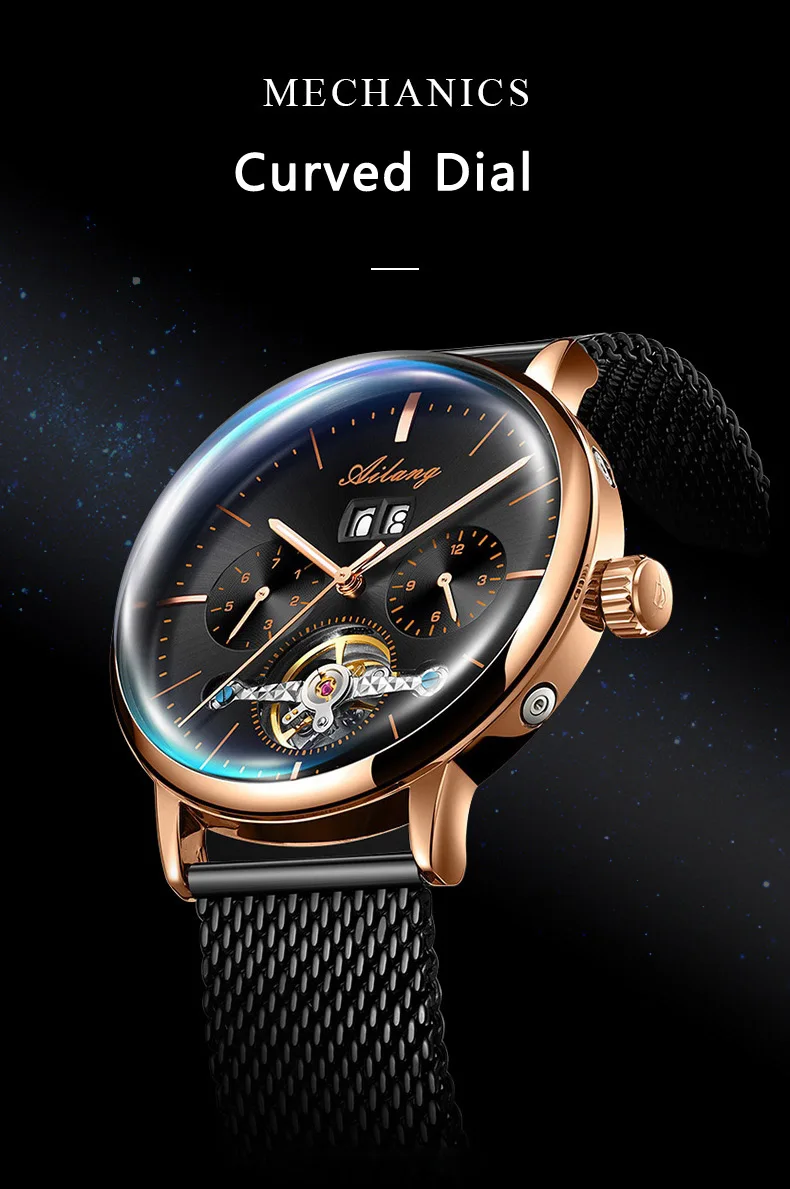 AILANG Orologio meccanico automatico scheletrato da uomo con tourbillon nero Orologio da uomo completamente in acciaio Orologio da uomo a carica automatica Relogio Masculino_voghion.com