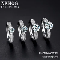NKHOG 0.5-3ct Moissanite Wedding Rings Women 925 Sterling Silver Plated 18K White Gold Ring Engagement Promise Band Jewelry 1