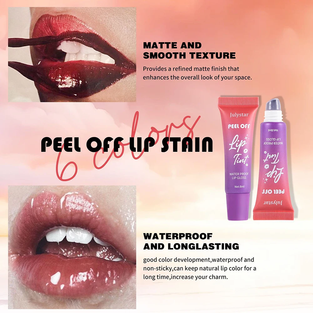 Tear Off Lip Glaze Fruity Matte Liquid Lipstick Tint Color Dye Waterproof Lip Stain Lasting Makeup Peel Off Cosmetics lip makeup lip glaze lip tint lip stain