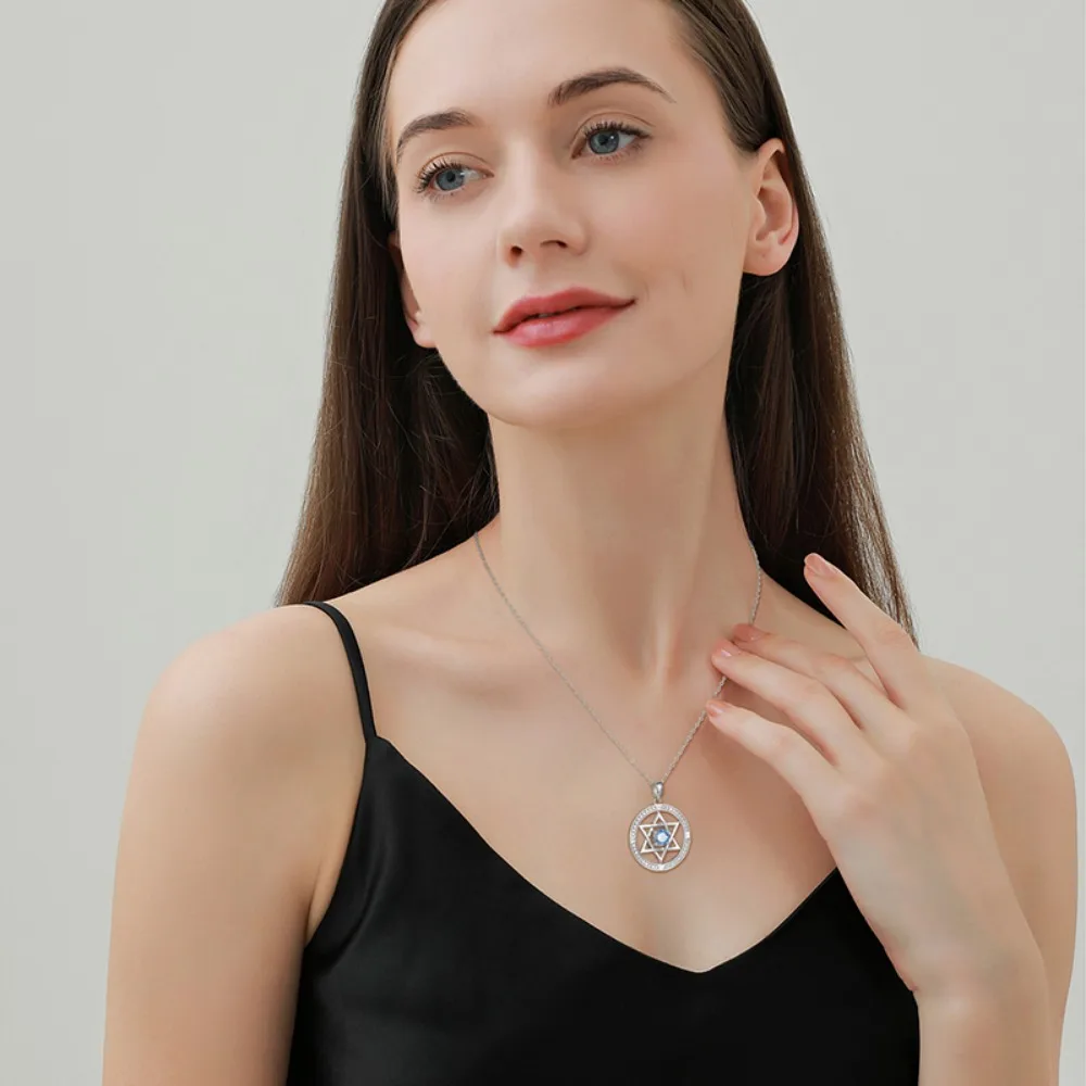 Monkton Star of David Silver 925 Jewelry Set Women Blue Zircon Shiny Star Rings Jewelry Set Wedding Gift Кольцо Женское