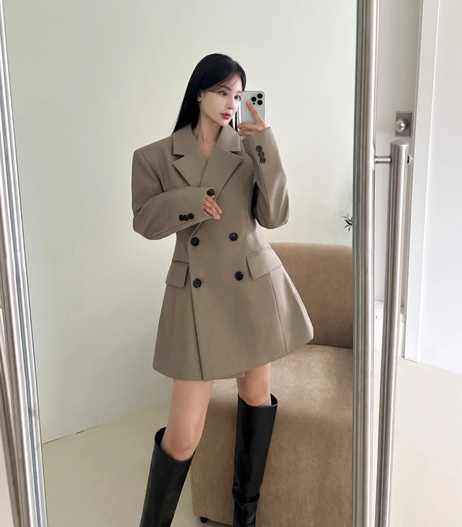 Autumn New Elegant Blazer Coats for Women Long Sleeve Office Lady Korean Fashion Casual Loose Street Trends Solid Blazers Jacket