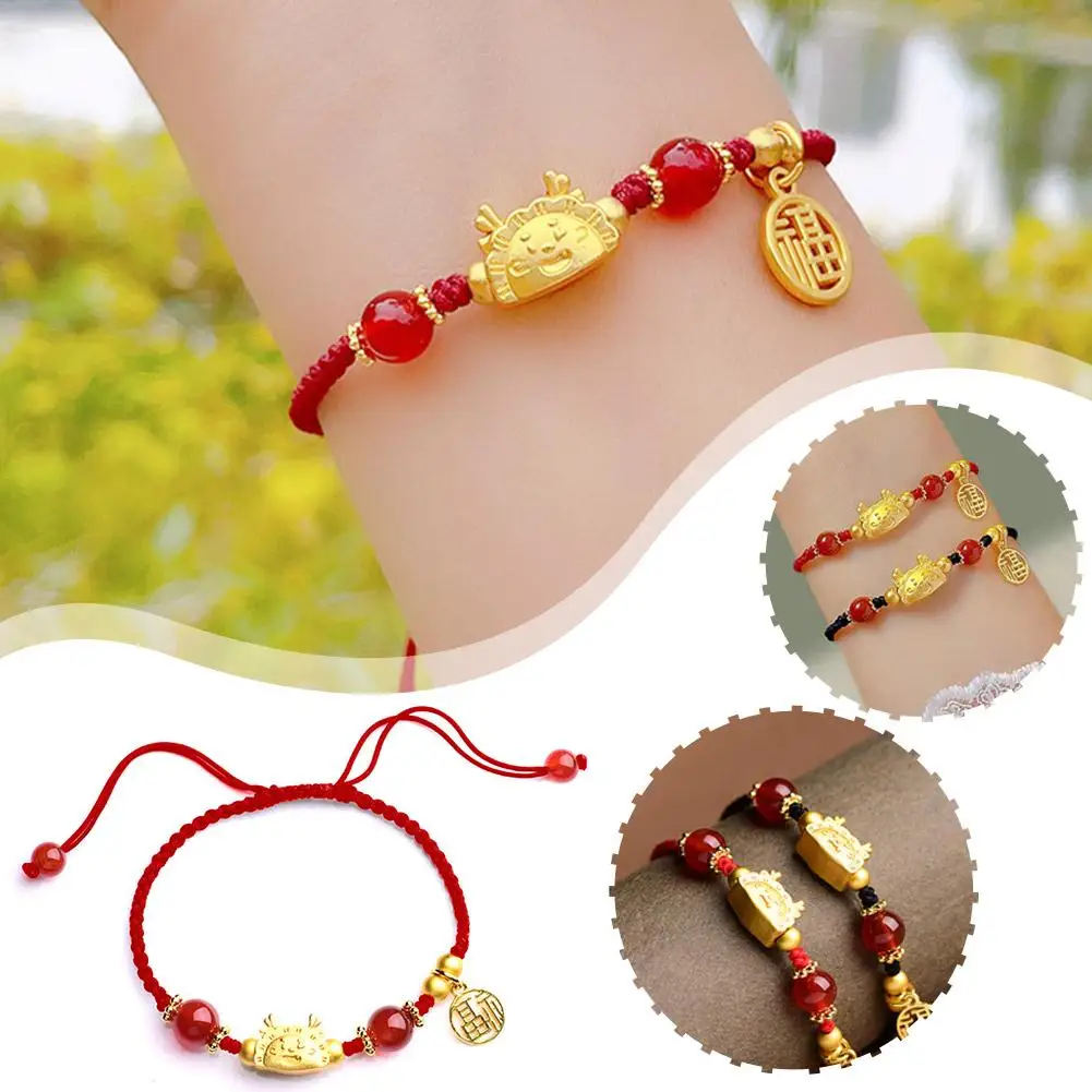 2024 Drago Regolabile Corda Corda Braccialetto Fortunato Intrecciato Corda Rossa Attira Bracciali Fortuna Per Donna Uomo Gioielli Accessorio U6G8