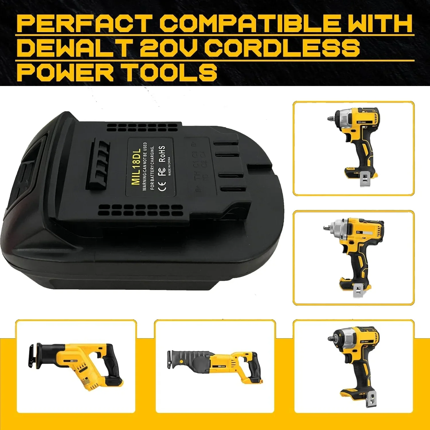 밀워키 18V 리튬 이온 배터리 용 배터리 어댑터 변환기 Dewalt 18V 20V 리튬 이온 배터리 전동 공구 드릴 MIL18DL 용으로 변환