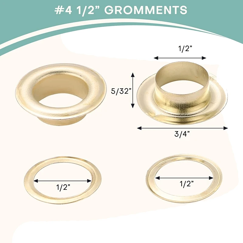 GOOD-Grommet Tool Kit Grommet & Washer Grommet Kit 500Pcs, 2 Grommets Kit, Suitable For Leather Bags Banner