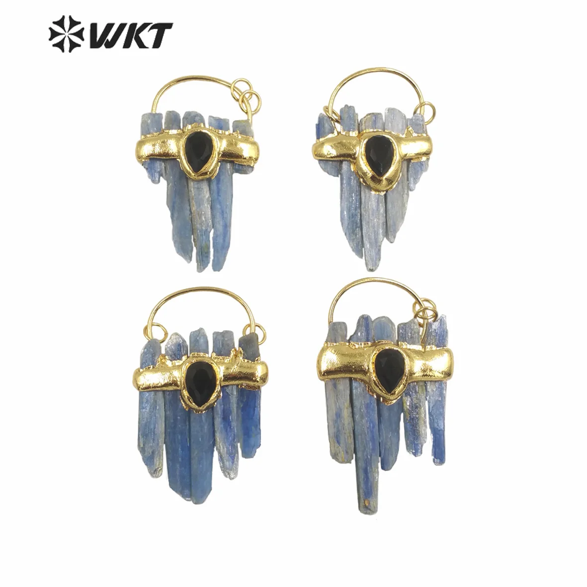 WT-P1939 빅 목걸이 펜던트, 빈티지 보헤미안 스테이트먼트 펜던트, 블루 카이나이트 스톤, 놀라운 신상