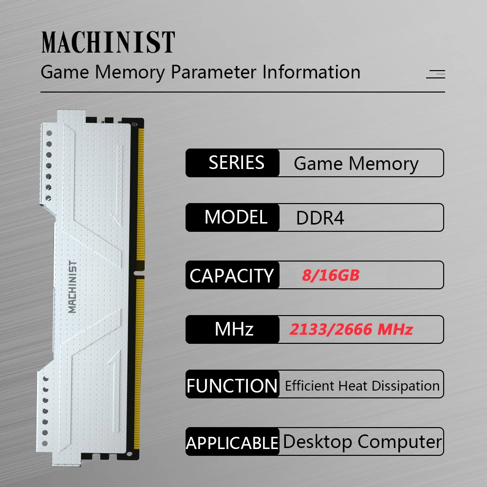Machinist-memória de Desktop com Dissipador de Calor 8gb 16gb 2133 Mhz 2666 Mhz Ddr4 pc Dimm para Todas as Placas-mãe - Imagem 3