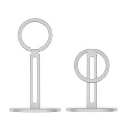 Magnetic 360° Adjustable Desktop Phone Stand with Stable Zinc Alloy Base (Silver)