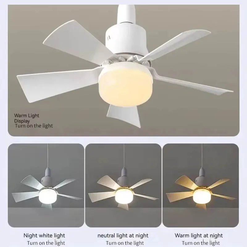All-Copper Motor Ceiling Fan Lamps with Remote Control E27 Infinitely Dimmable 3-Speed Wind Removable Silent Stable Led Lamp