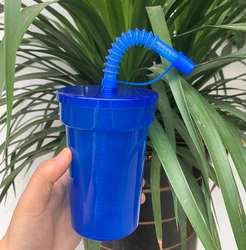 Vibrant Spill-Proof Sipper Cups with Lids and Straws (8pcs Set Blue)