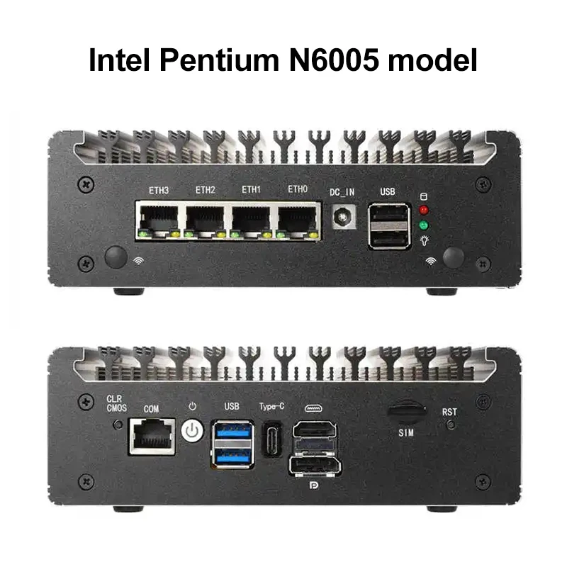 Topton Industrial Mini PC Fanless Intel N100 Pentium N6005 Firewall Router 4 LAN i226-V 2.5G DDR4 COM USB-C pfSense Computer New 6