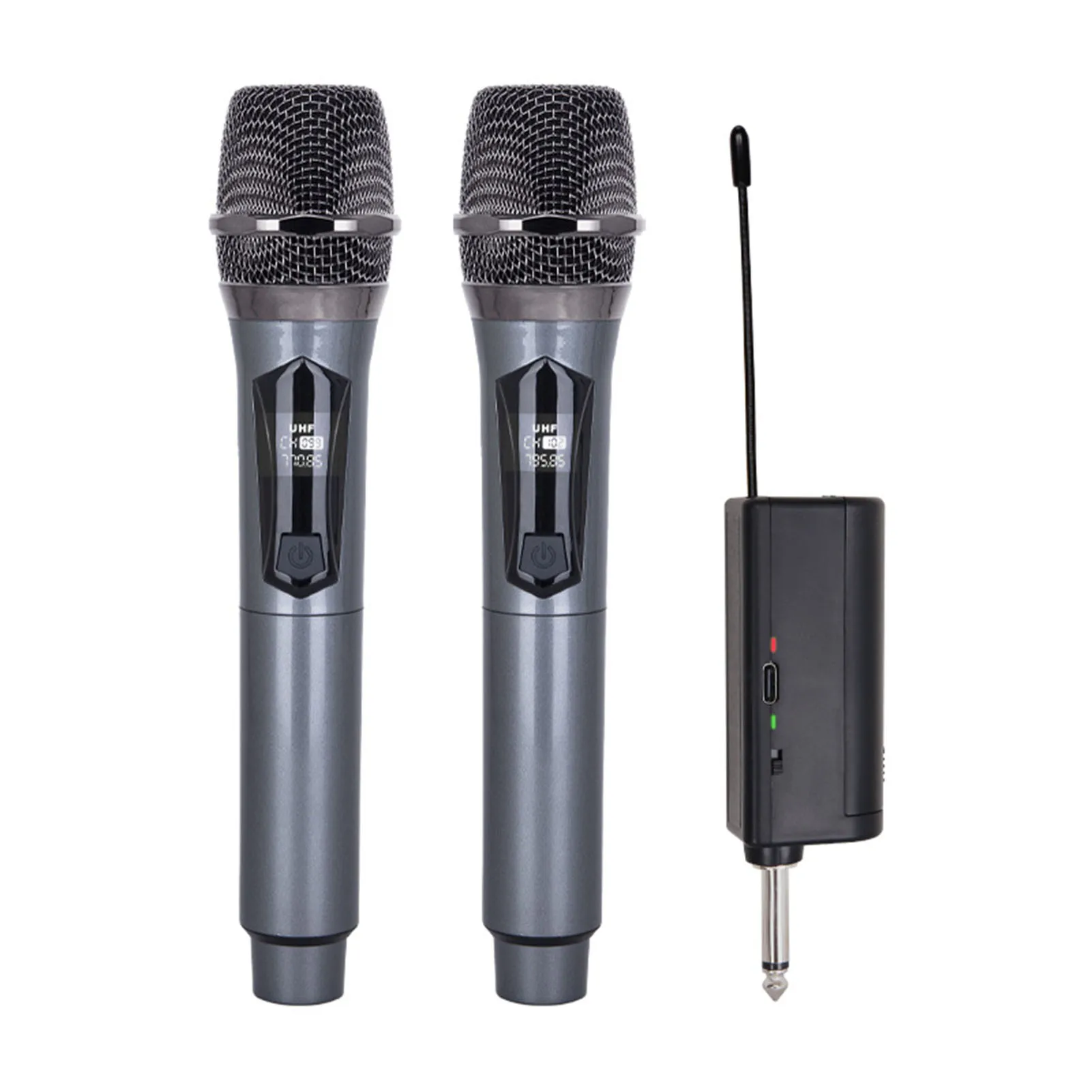 

Wireless Microphone System Handheld Multipurpose Mic with Rechargeable Receiver for Karaoke Machine Amplifier Speaker FL