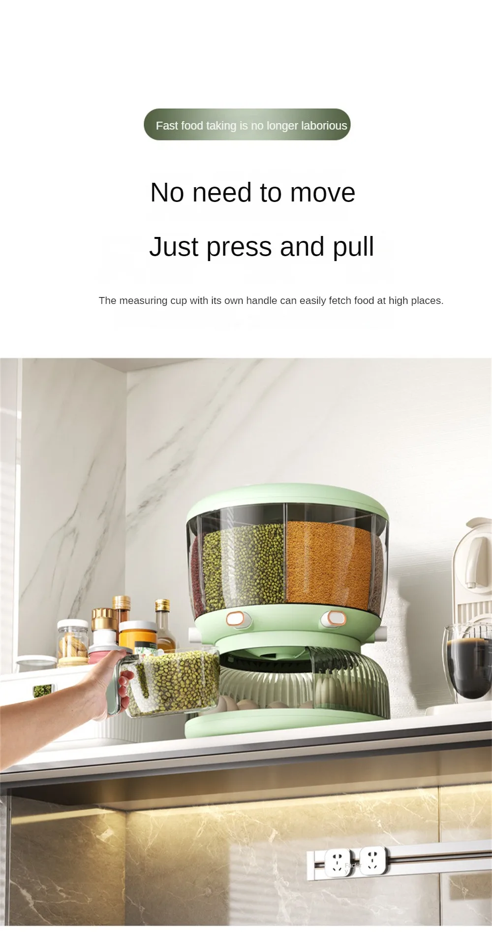 High Quality 360 Rotating Dispenser For Kitchen Rice Dispenser Dry Food Dispenser 6 Grid Grain Storage Container Egg Organizer Grain Food Storage Box