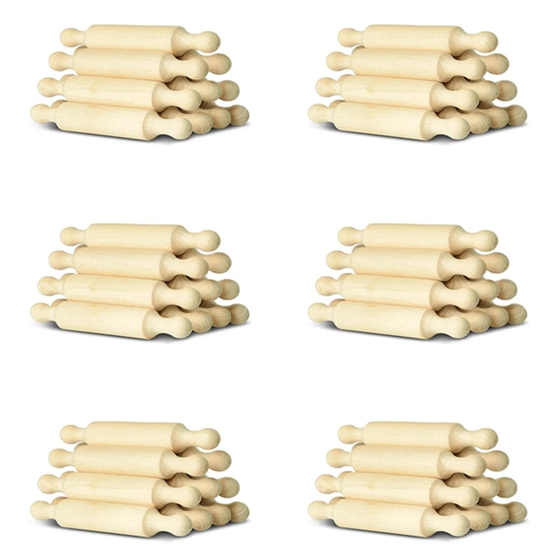 

6X Wooden Mini Rolling Pin 6 Inches Long Kitchen Baking Rolling Pin Small Wood Dough Roller For Children Fondant Pasta