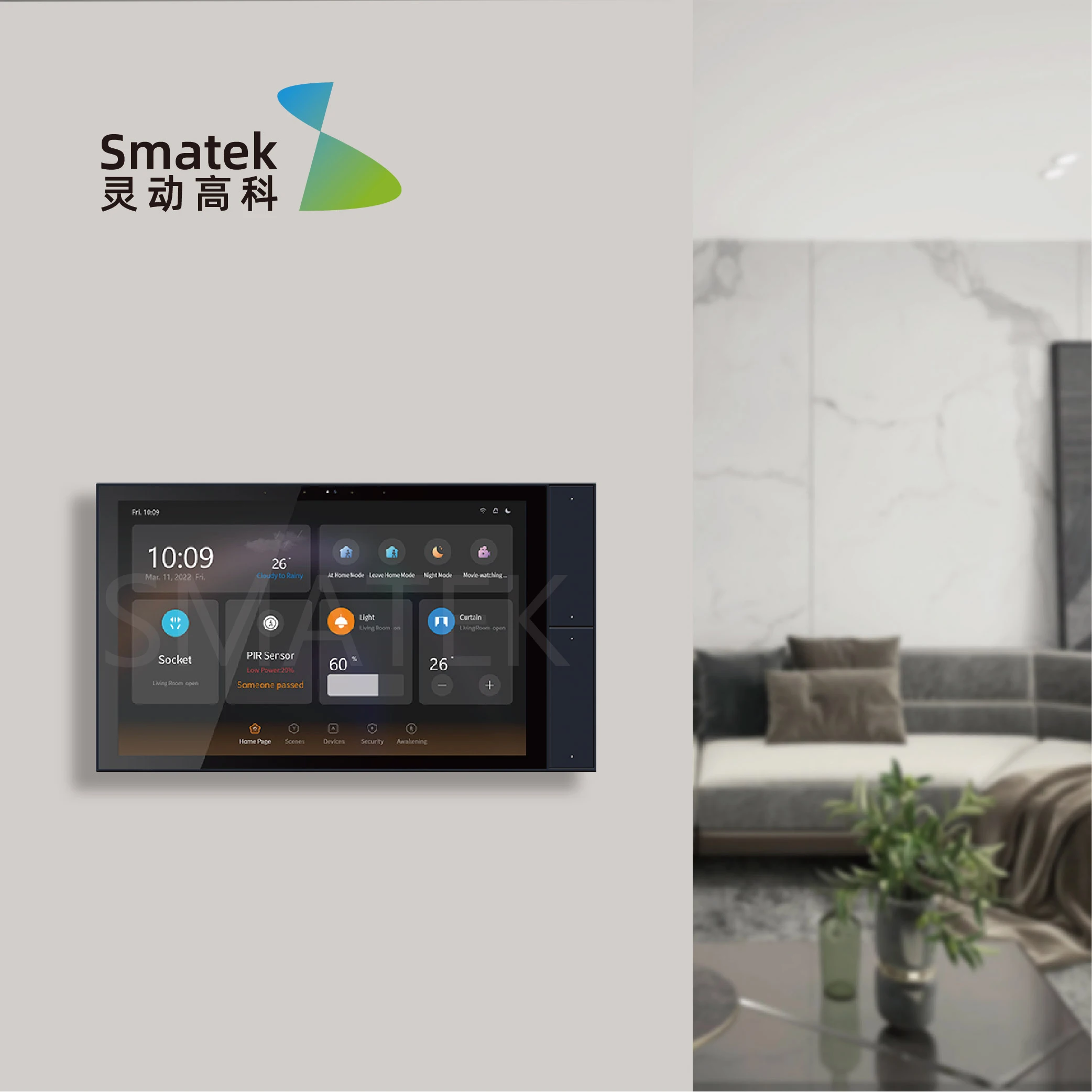 새로운 안드로이드 11 홈 오토메이션 컨트롤 패널 IoT 트렌딩 스마트 스위치 10인치 터치 스크린 (지그비 게이트웨이 허브 포함)