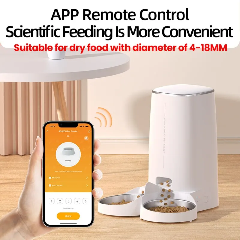 ROJECO Автоматична хранилка за котки Smart WiFi Remote Control Kibble - Image 3
