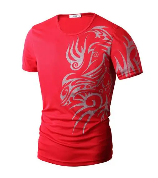 

Spring and autumn new fashion printing T-shirt men's round neck slim short-sleeved T-shirt