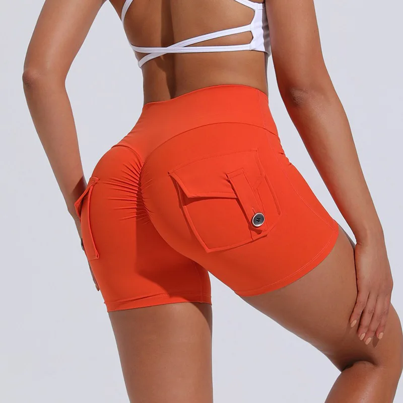 Hotty Hot Short Nude High Waist Peach Butt Sport With Pocket Woman Yoga Shorts For Legging Gym Training Cycling Outdoor Run Pant