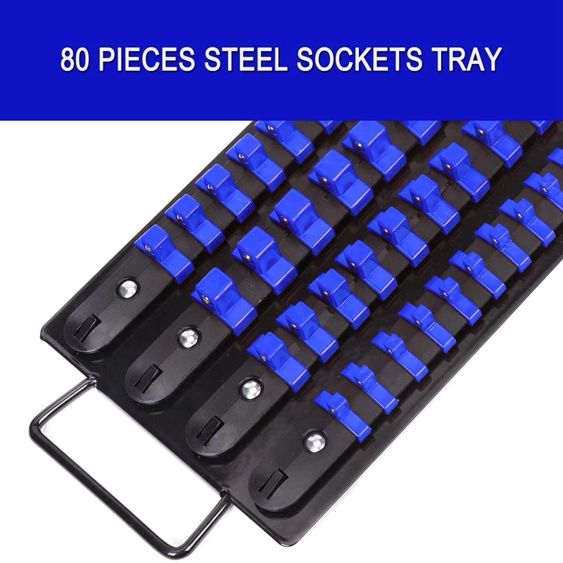 1 Piece Socket Holder, Socket Organizer Tray, Can Hold 80 Sockets (26X1/4In, 30X3/8In, 24X1/2In) tool box chest