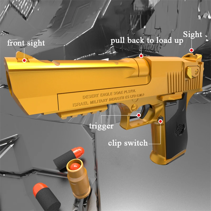 Pistola de juguete eyectora de conchas, modelo de pistola de Airsoft, รguila del desierto, pistola Manual de bricolaje, pistola de bala suave,