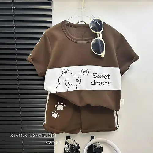 Children's Sets mother Kids Clothes Boys Girl T-shirt Shorts 2PCS  Short sleeve Baby Children Clothing Toddler Suit Suit Striped - Image 4