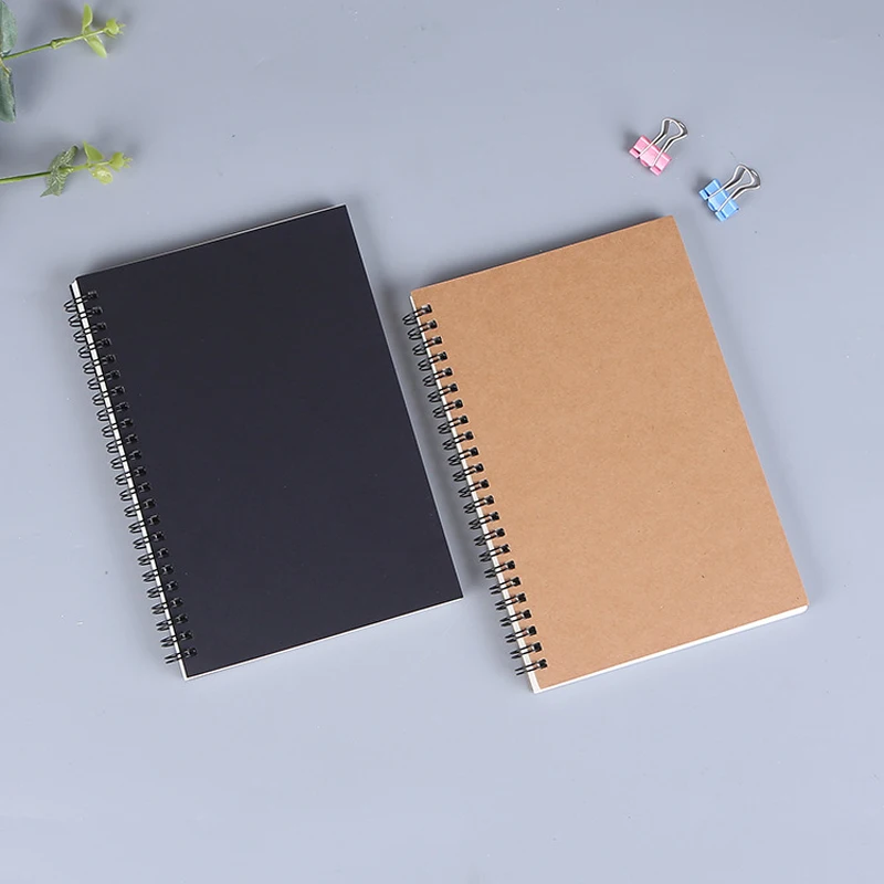 1 Book Retro Spiral Coil Kraft Paper Notebook Sketchbook Painting Diary Drawing Painting Graffiti Office School Stationery 6