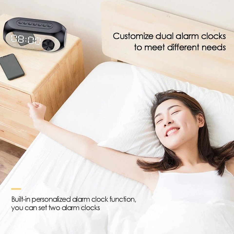 Alarm Clock Radio FM Bluetooth Speaker Portable Subwoofer Sound Box Music Wireless Mini Woofers Speaker Lamp_voghion.com