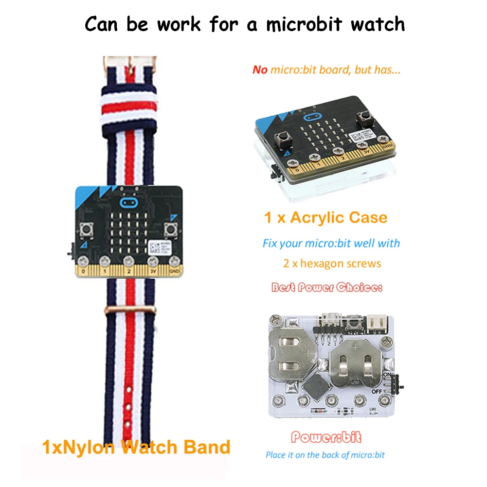 ELECFREAKS micro:bit Power:bit Extension Board Powered by CR Button Battery for Kids Microbit Program Wearable Devices Watch
