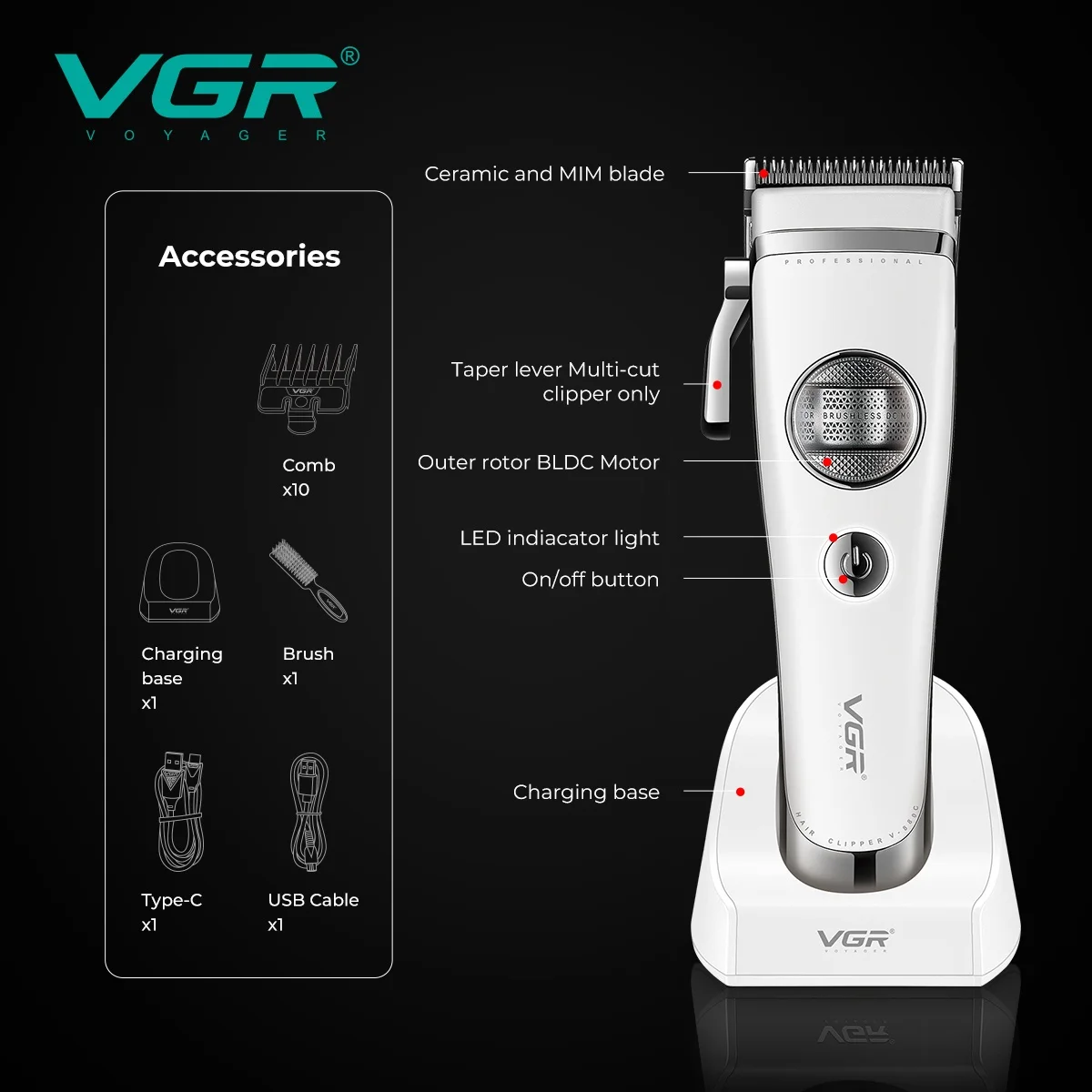 VGR مُحسّنة ماكينات تشذيب الشعر احترافية الأكثر مب...