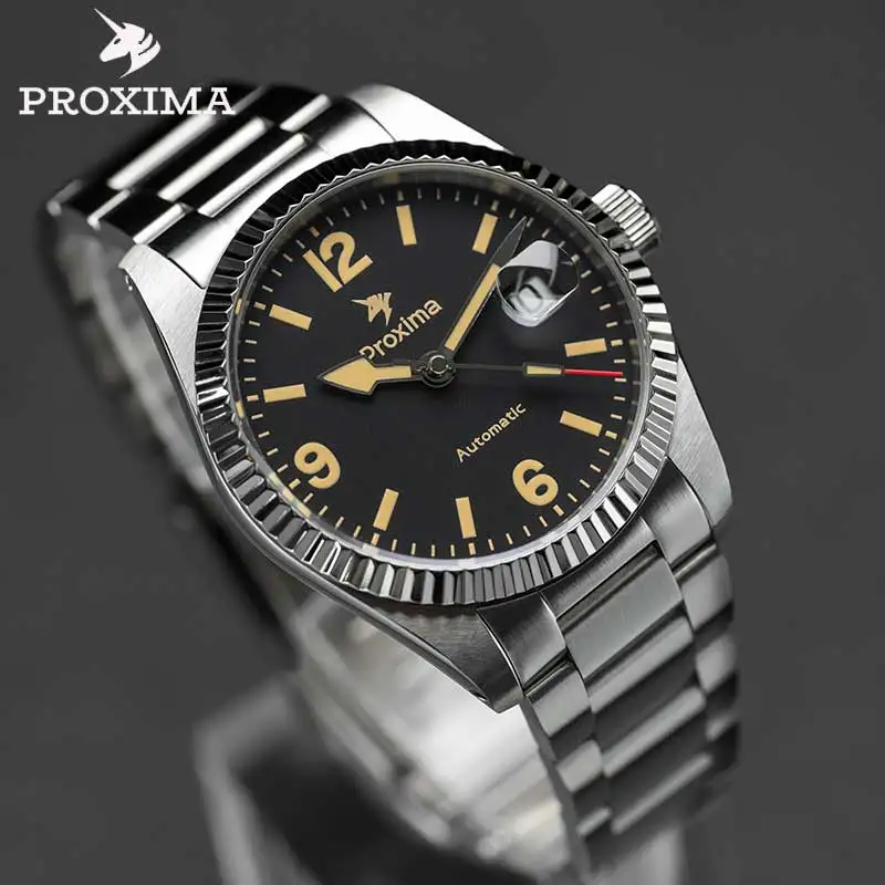 

Proxima Men's Watches 39mm Luxury Dress Watch For Men Automatic Stainless Steel Carving Bezel PT5000 SW200 Mechanical Wristwatch
