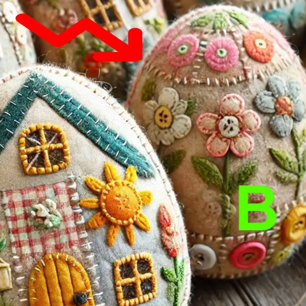 Handmade Patchwork Felt Egg House DIY Kit Felt Easter Egg House Chick Craft Kit Handmade Embroidered Easter Eggs