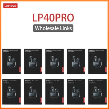 오리지널 레노버 LP40 프로 TWS 이어폰, 무선 블루투스 5.1, 스포츠 소음 감소 헤드폰, 터치 컨트롤, 250mAh, 10 개