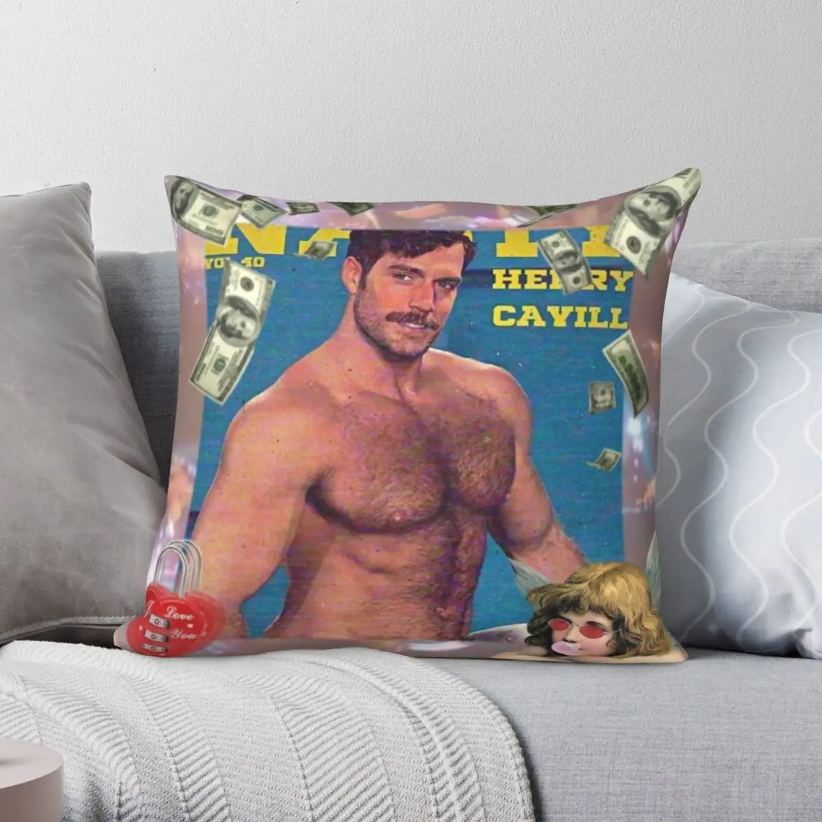 

Vintage Daddy Henry Cavill Pillowcase Polyester Linen Velvet Printed Zip Decor Pillow Case Bed Cushion Cover