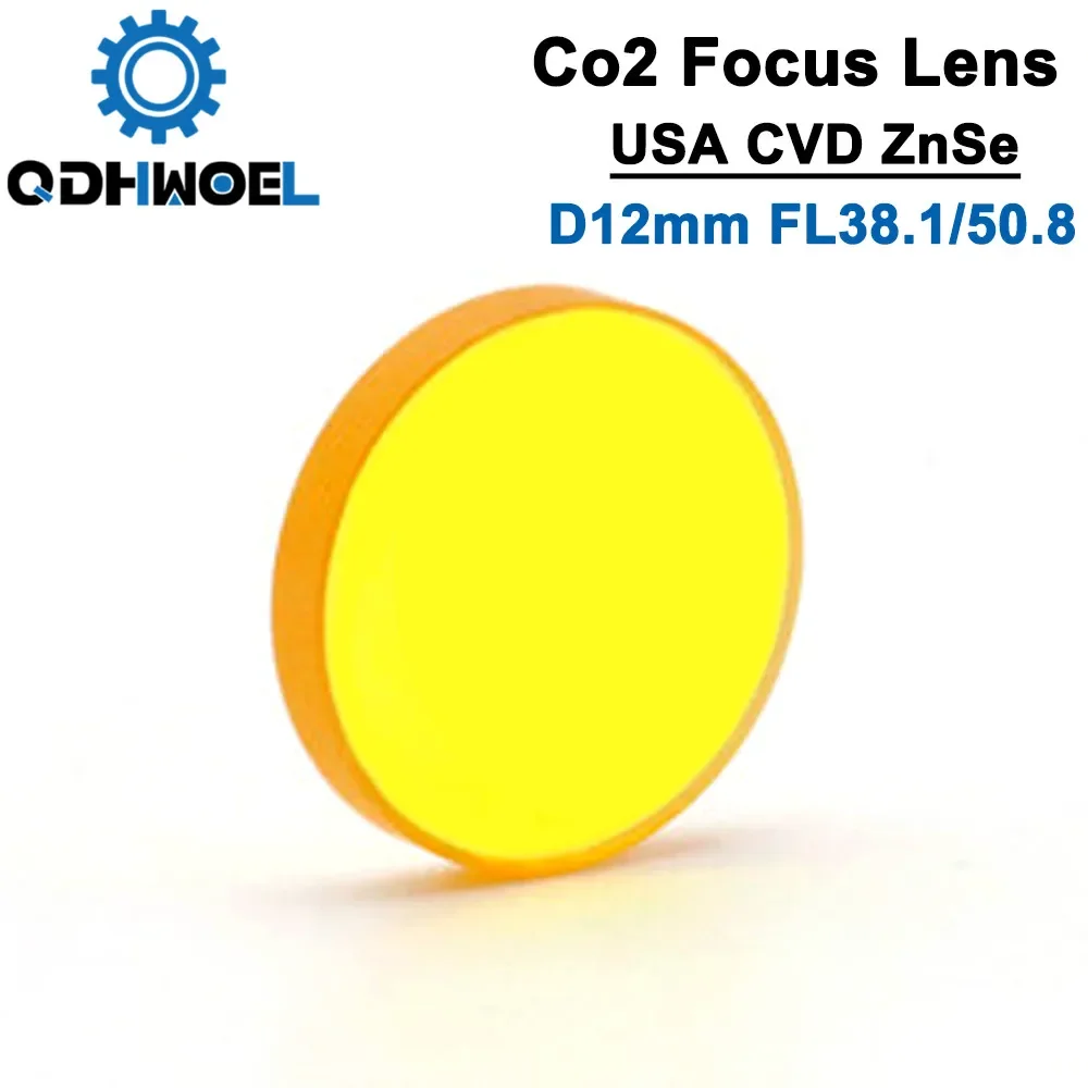 

QDHWOEL USA ZnSe Co2 Laser Lens Dia. 12mm FL 38.1 50.8mm 1.5 2" for CO2 Laser Engraving Cutting Machine