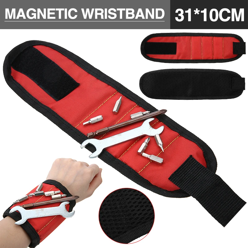 

Powerful Magnetic Wrist Band Strong Magnets Wristband Telescopic Portable Tool Bag For Pickingup Holds Wrench Screw Nail Bits