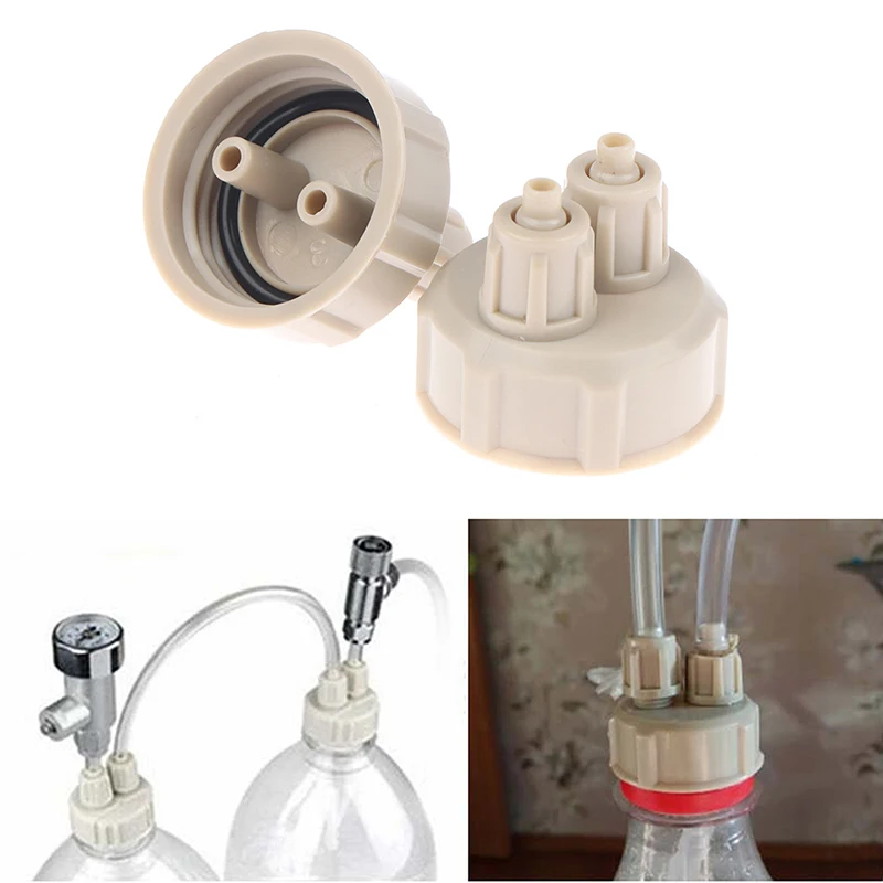 2개입 수족관 CO2 시스템 튜브 밸브 게이지 병뚜껑 수족관 병뚜껑 어항 수생식물 DIY 공기 확산기 생성기 도구