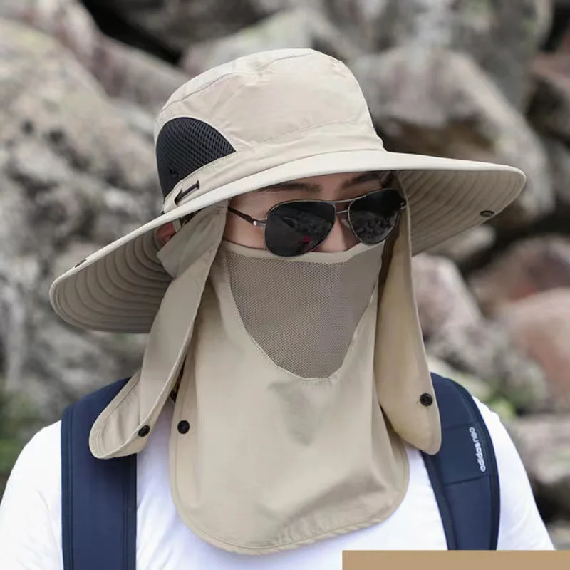 Fisherman Hat Men's Summer Large Shawl Breathable Sun Protection Outdoor Mountaineering Fishing Camping