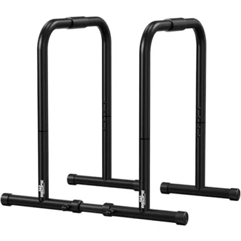 Dip Station for home gym use, heavy-duty steel construction, black finish, ultra-stable non-slip base and reinforced crossbar d 1