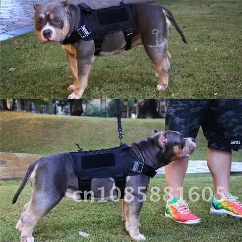 Military Tactical K9 Dog Harness Leash Quick Release Metal Buckle MOLLE Medium Large Service Dog Vest Training German Shepherd