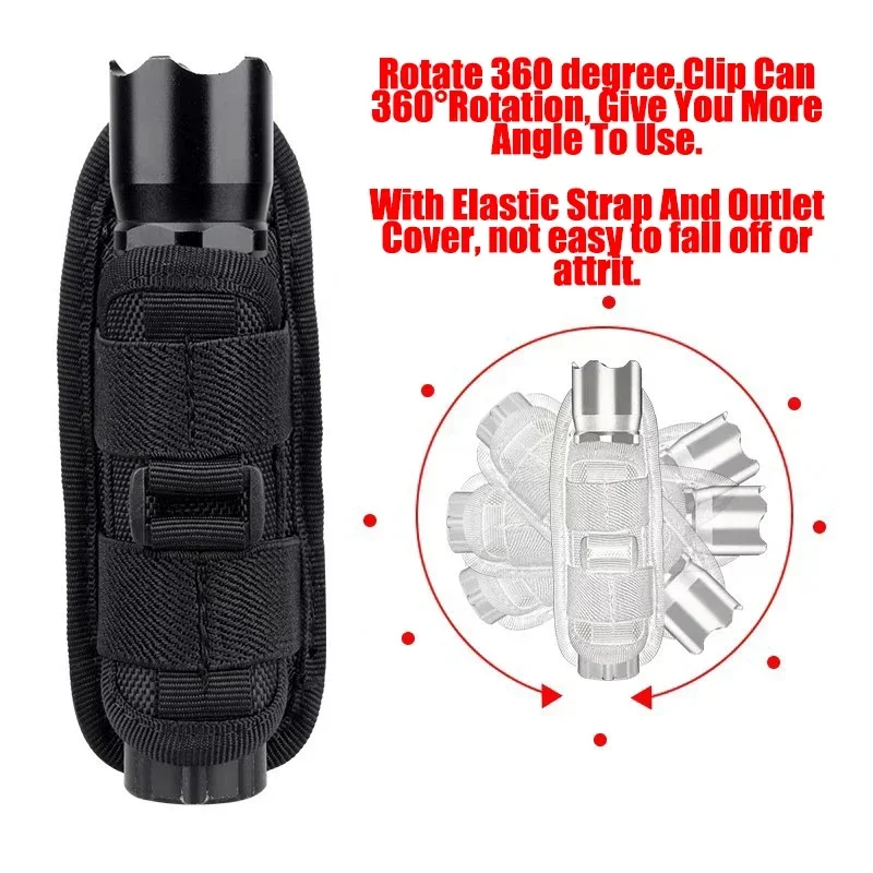 Flashlight Pouch Flashlight Bag Flashlight Pouch Belt Torch Bag Durable Hunting Lighting Accessory Survival Kits 360 Degree Holster Rotary Torch Case