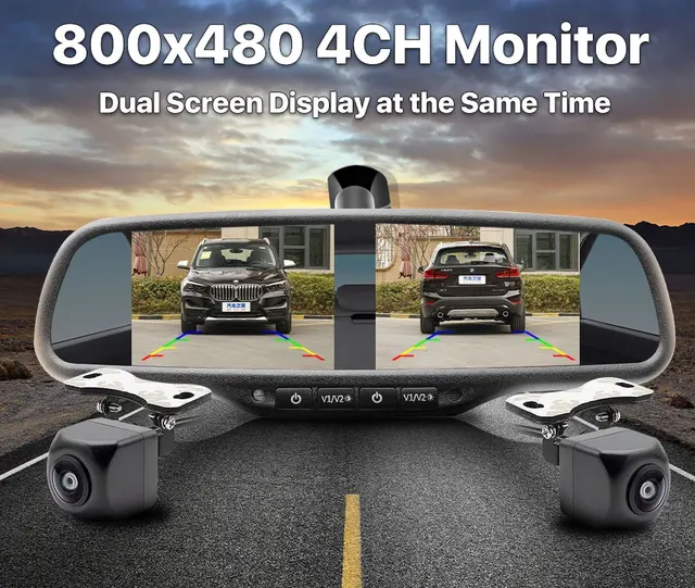 4.3” HD 1080P Vue double objectif Rétroviseur intérieur voiture