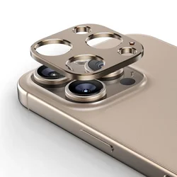 Luxury Aluminum Metal Back Cover with Camera Lens Protector - Anti - Scratch & Anti - Fall Design - iPhone 15 Pro Max (Beige)