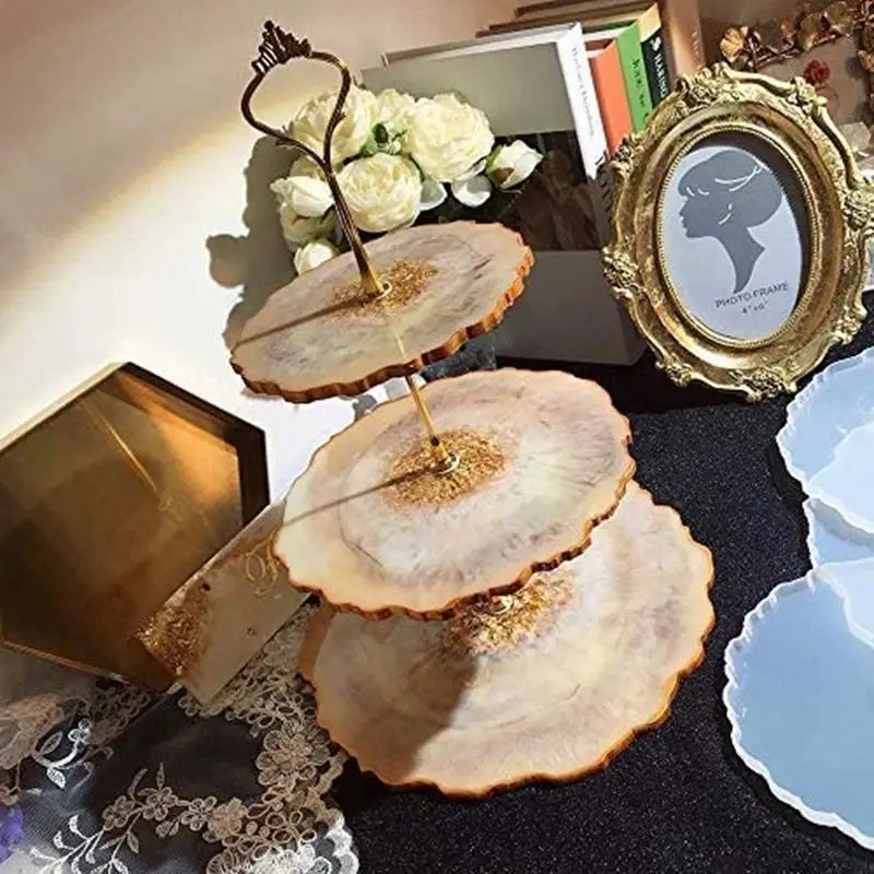Three-layer Fruit Trays Epoxy Resin Molds DIY Tea Plate Disc Silicone Mould For Resin Casting Home Decoration